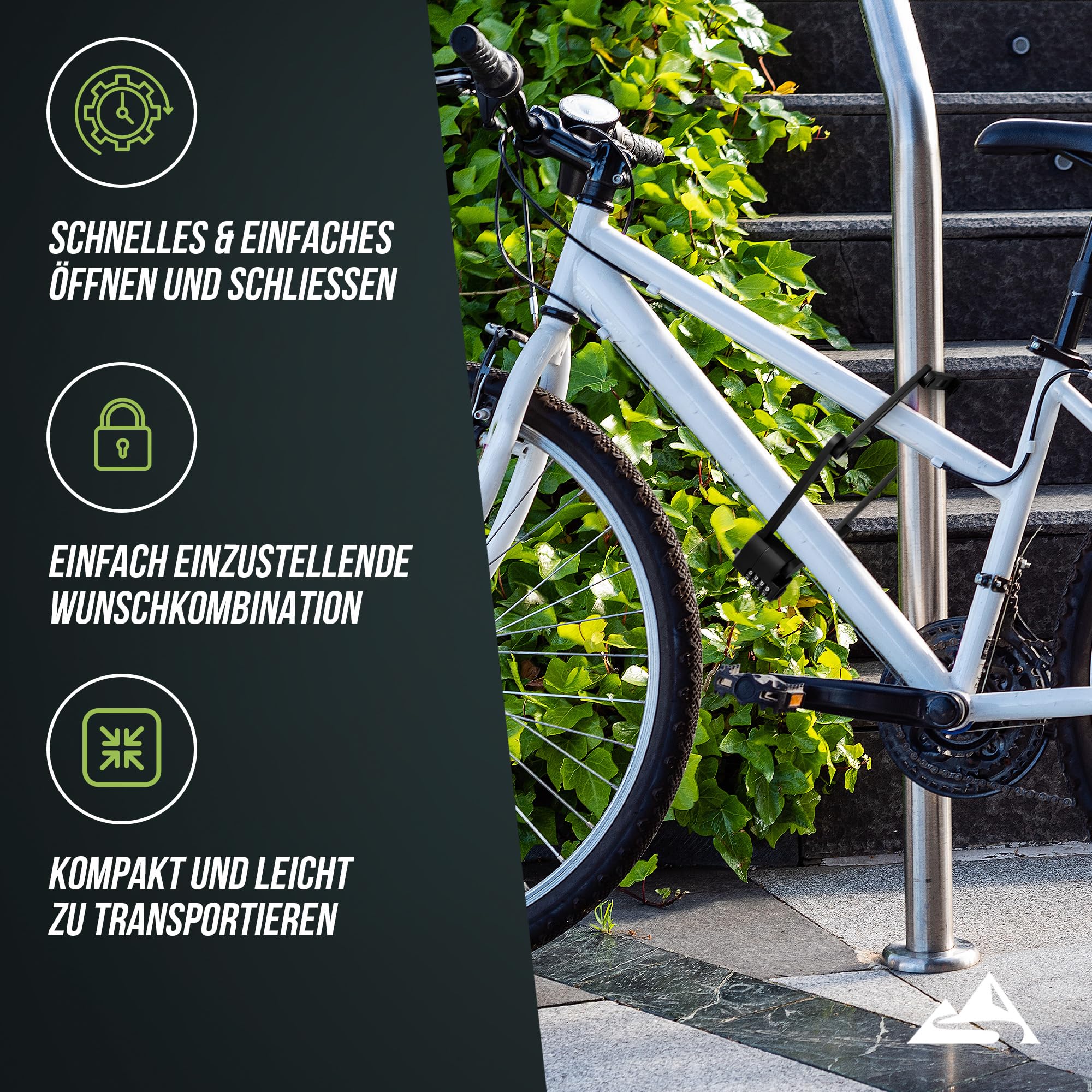 MUNATURA Faltschloss Fahrrad Diebstahlsicher [80cm] - Fahrradschloss hohe Sicherheit mit Halterung