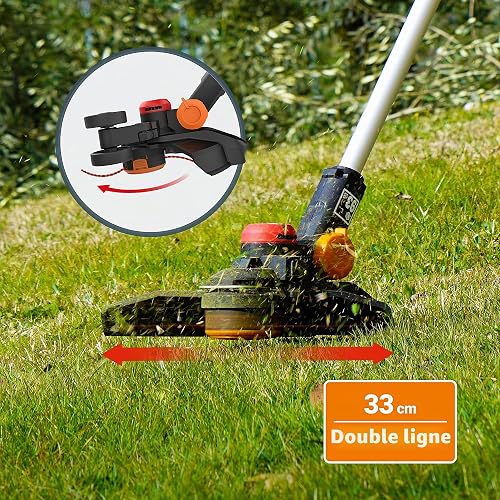 WORX Nitro - Decespugliatore a batteria GT WG173E.9, 3 in 1, decespugliatore/mini tosaerba, PowerShare 20V, motore brushless, larghezza di taglio 33 cm, doppia linea, batteria e caricabatterie non - 4