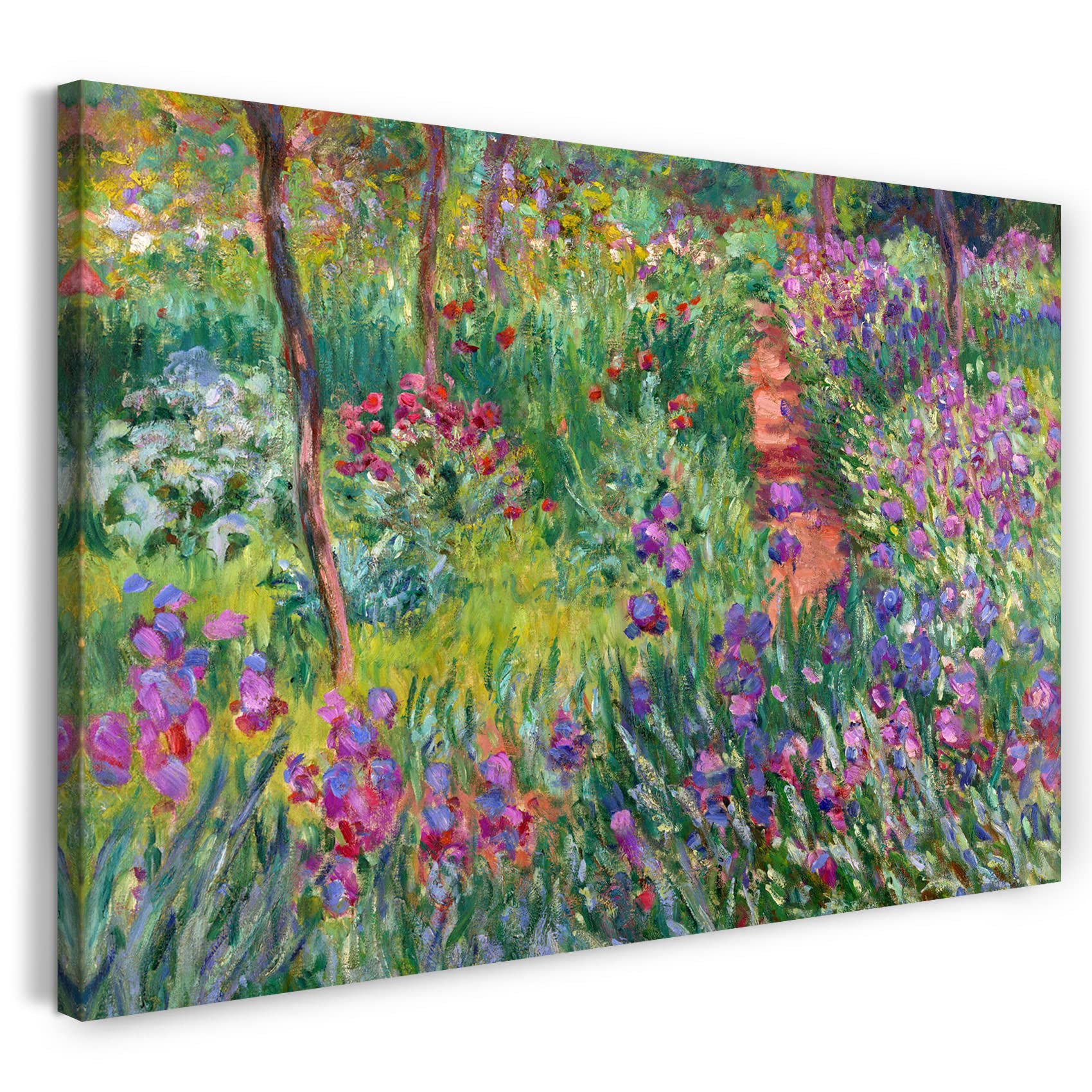 Printed Paintings Impresión sobre Lienzo (120x80cm): Claude Monet - El Jardín de los Iris en Give