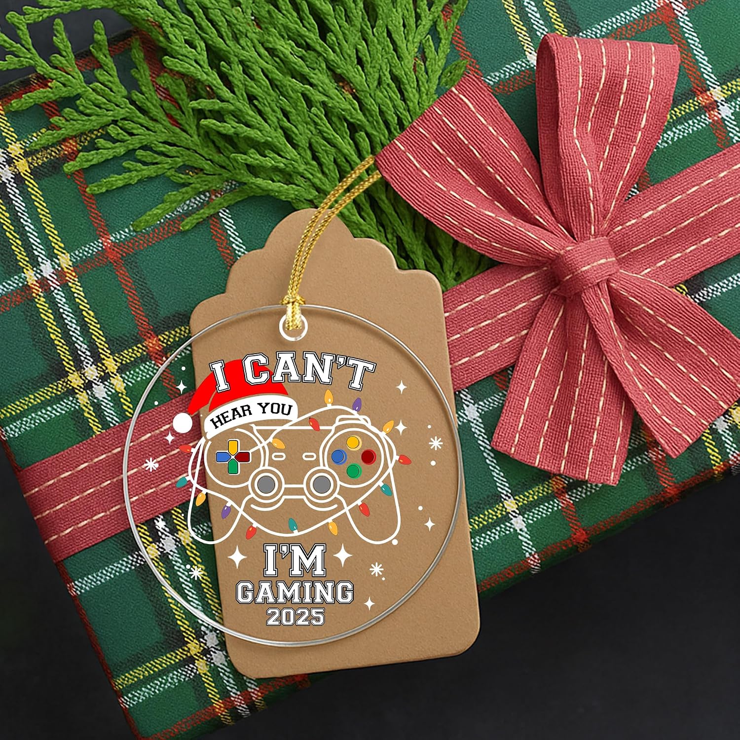 Gamer Christmas Ornament 2025, Funny Gaming Ornament for Boys, Teens, Gamers, I Can’t Hear You I’m Gaming, Video Game Ornament for Tree, Gamer Gift for Boyfriend, Son, Husband image 3