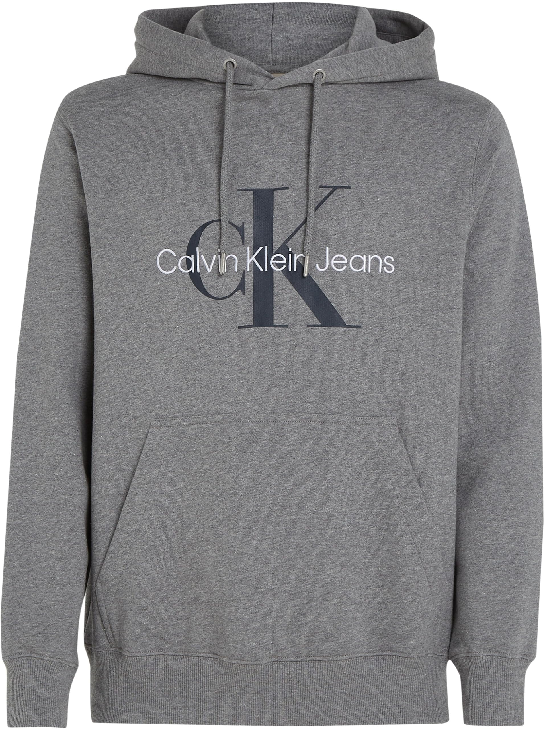 Calvin Klein męska bluza z kapturem Seasonal Monologo Regular, Szary (szary wrzos), 3XL duże rozmiary