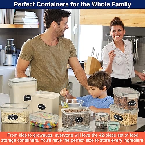 Miniatura 6 de ClearSpace Contenedores herméticos para almacenamiento de alimentos, paquete de 42 unidades, sin BPA, juego de organización de cocina para