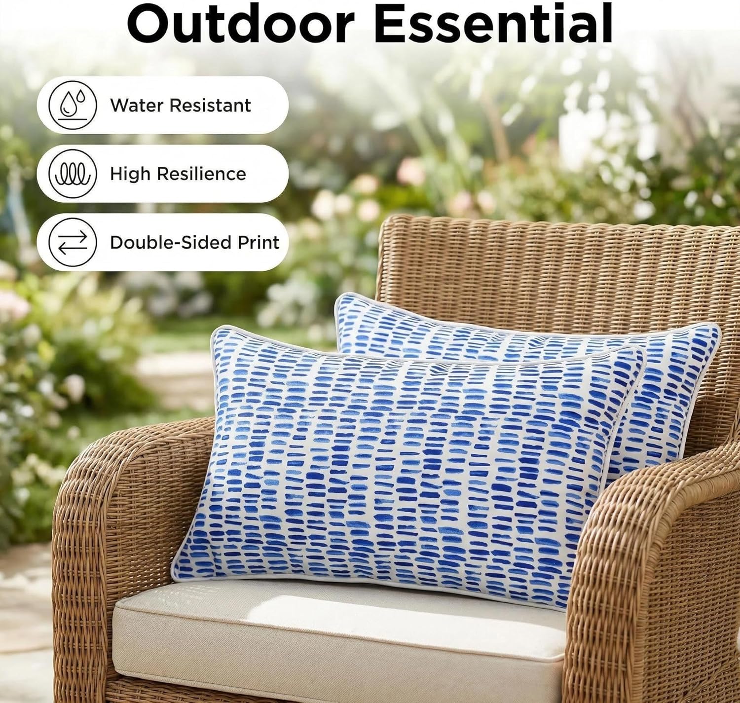 JMGBird Outdoor Patio Pillows 12x20 Inch - Pack of 4 Waterproof Fade-Resistant Throw Pillows with Inserts for Patio Furniture