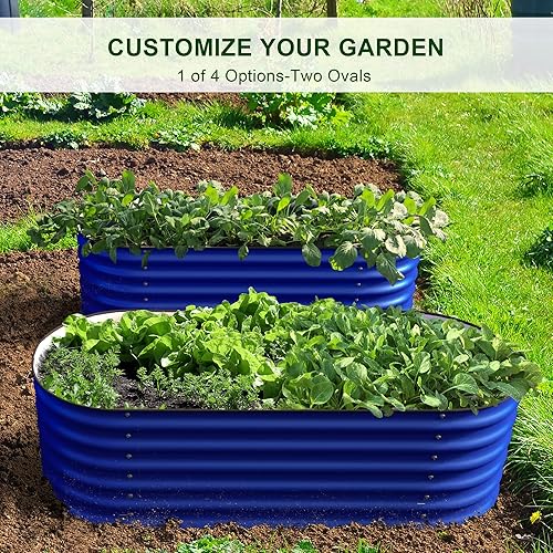 Miniatura 2 de Olle Camas de jardín elevadas modulares galvanizadas de 4 estilos para exteriores, instalación fácil y rápida, 17 pulgadas de alto, macetas de metal