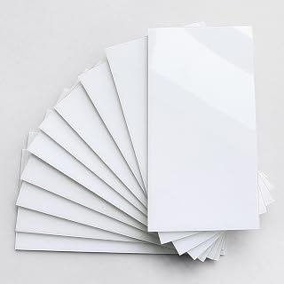 Subway Tile Peel and Stick Backsplash for Kitchen Polished,Individual Tile Stickers Large Wall Tiles Waterpoof Bathroom CM 10x20(White 23 PCS)
