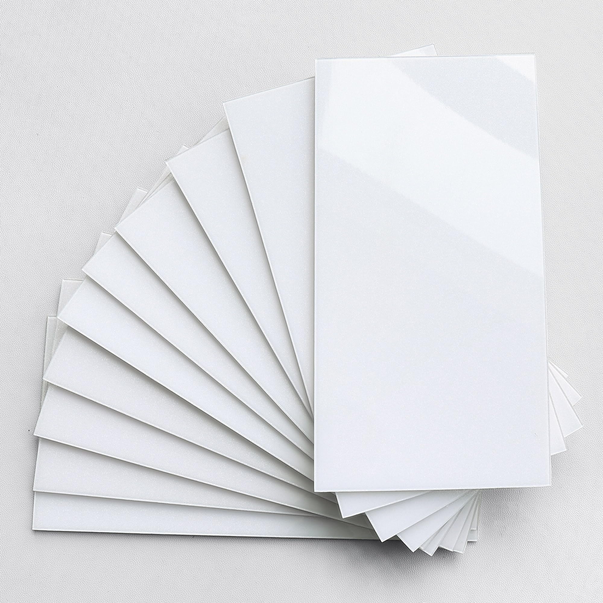 Subway Tile Peel and Stick Backsplash for Kitchen Polished,Individual Tile Stickers Large Wall Tiles Waterpoof Bathroom CM 10x20(White 23 PCS)