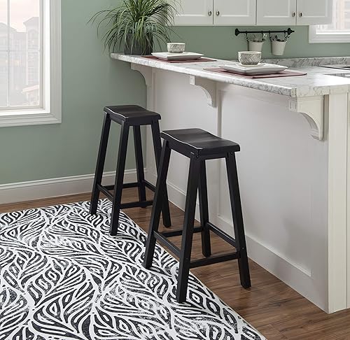 Miniatura 6 de Powell Furniture Powell Taburete de bar color negro antiguo con arena a través de terracota, taburete de bar de 29 pulgadas de altura del asiento