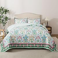 Vista 36 de HoneiLife - Juego de edredón de 3 piezas, colcha de microfibra, reversible, con estampado floral, para todas las estaciones, estilo acuarela