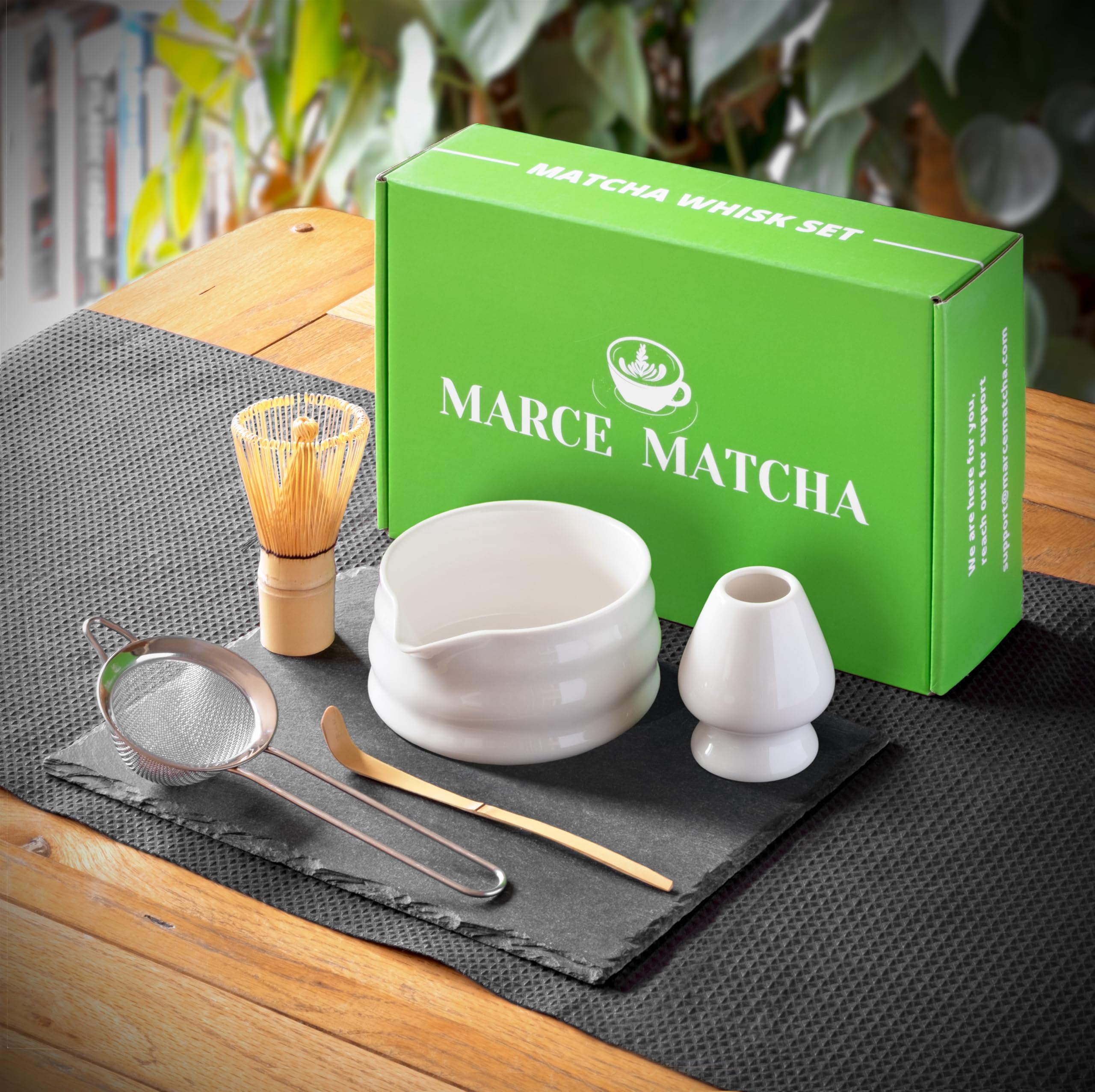 Keramische Matcha Bezemhouder Met Lepel - Roze Matcha Garde Standaard 2-Delige Set