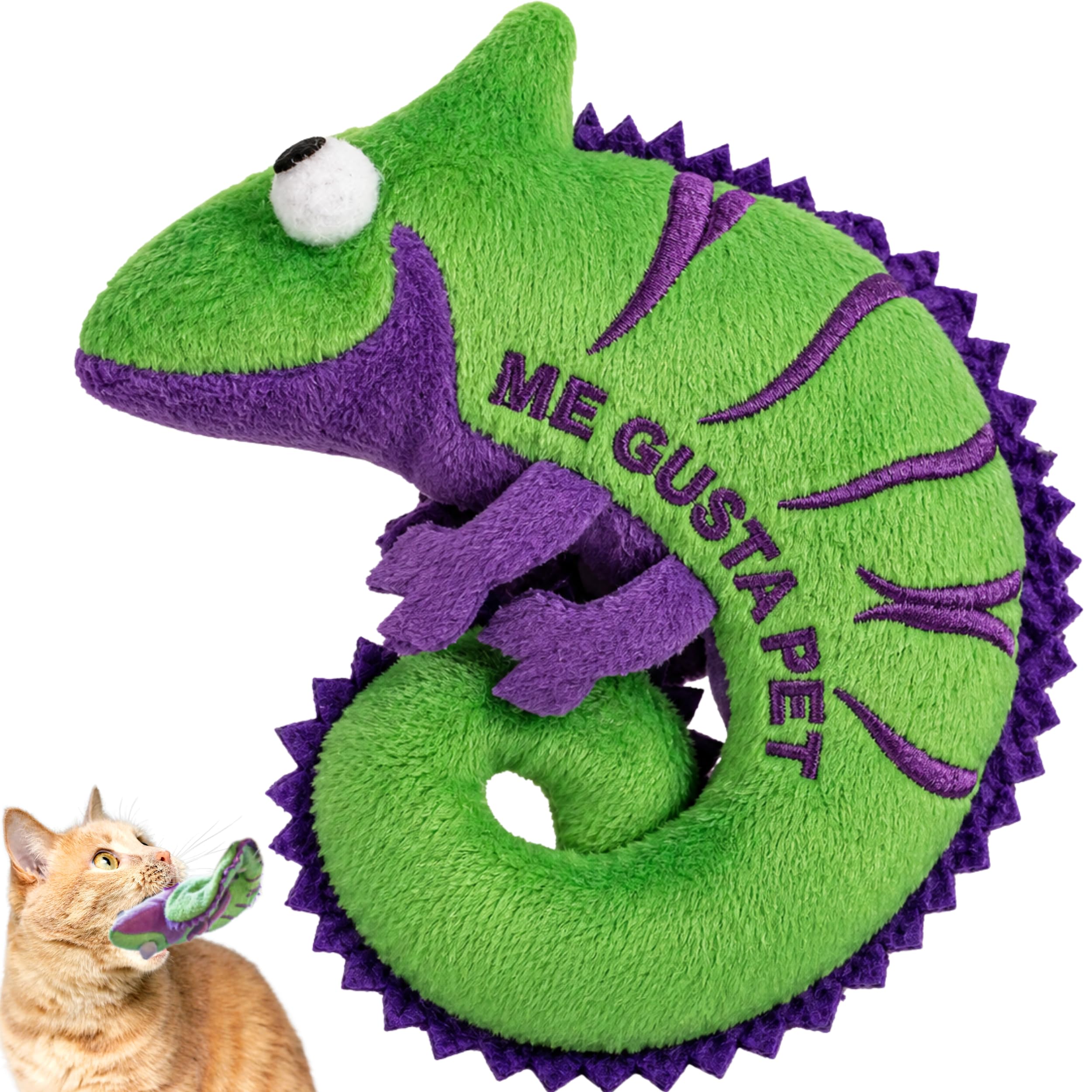 ME GUSTA PET Cat Toys Catnip Crinkly Sound Toy with North American Catnip | Lizard Cat Toy Crinkle Paper Sound | Cat Kitten Toy Teething Chew | Cats Kicker Crinkle Paper | Chameleon Cat Toy 4.5-INCH