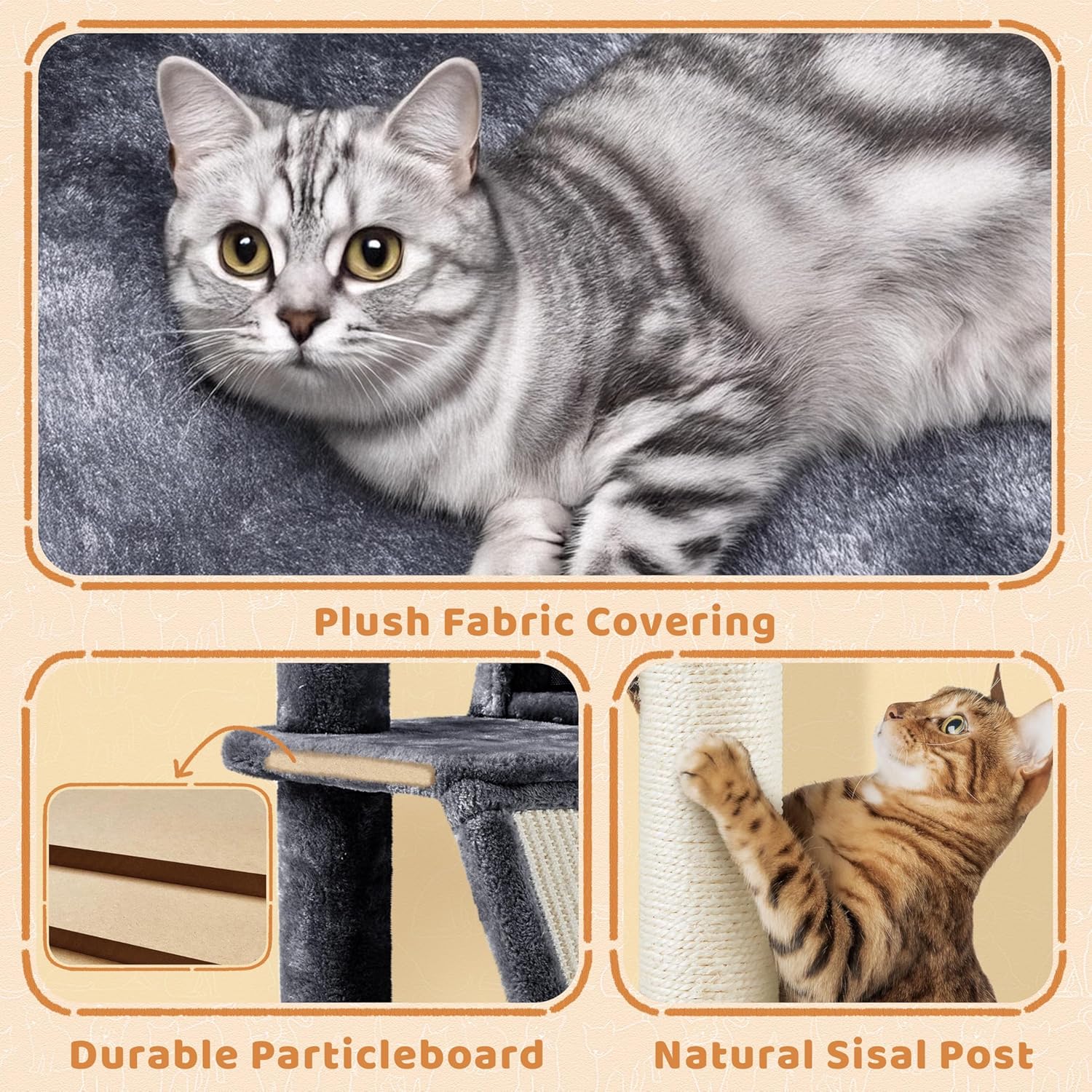 Topeakmart 57 inches Multi-Level Cat Tree Cat Condo with Scratching Posts Kittens Activity Tower Pet Play House Furniture