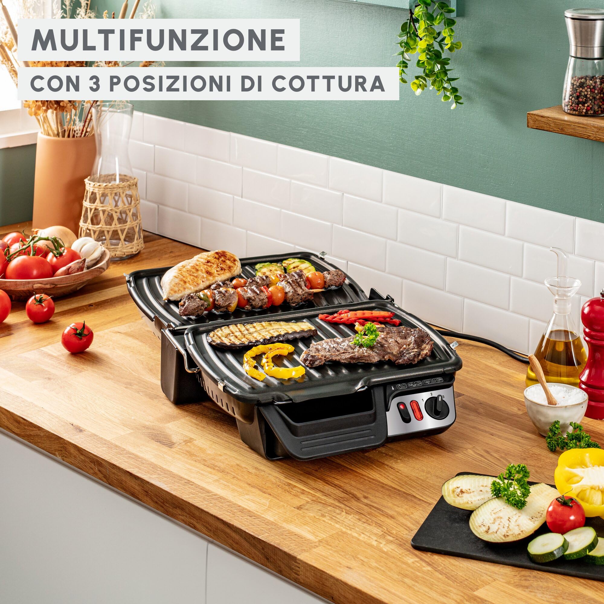 Moulinex UltraCompact Comfort Grill, Griglia da Interno, Griglia, Barbecue, Rosolatura, GI306010