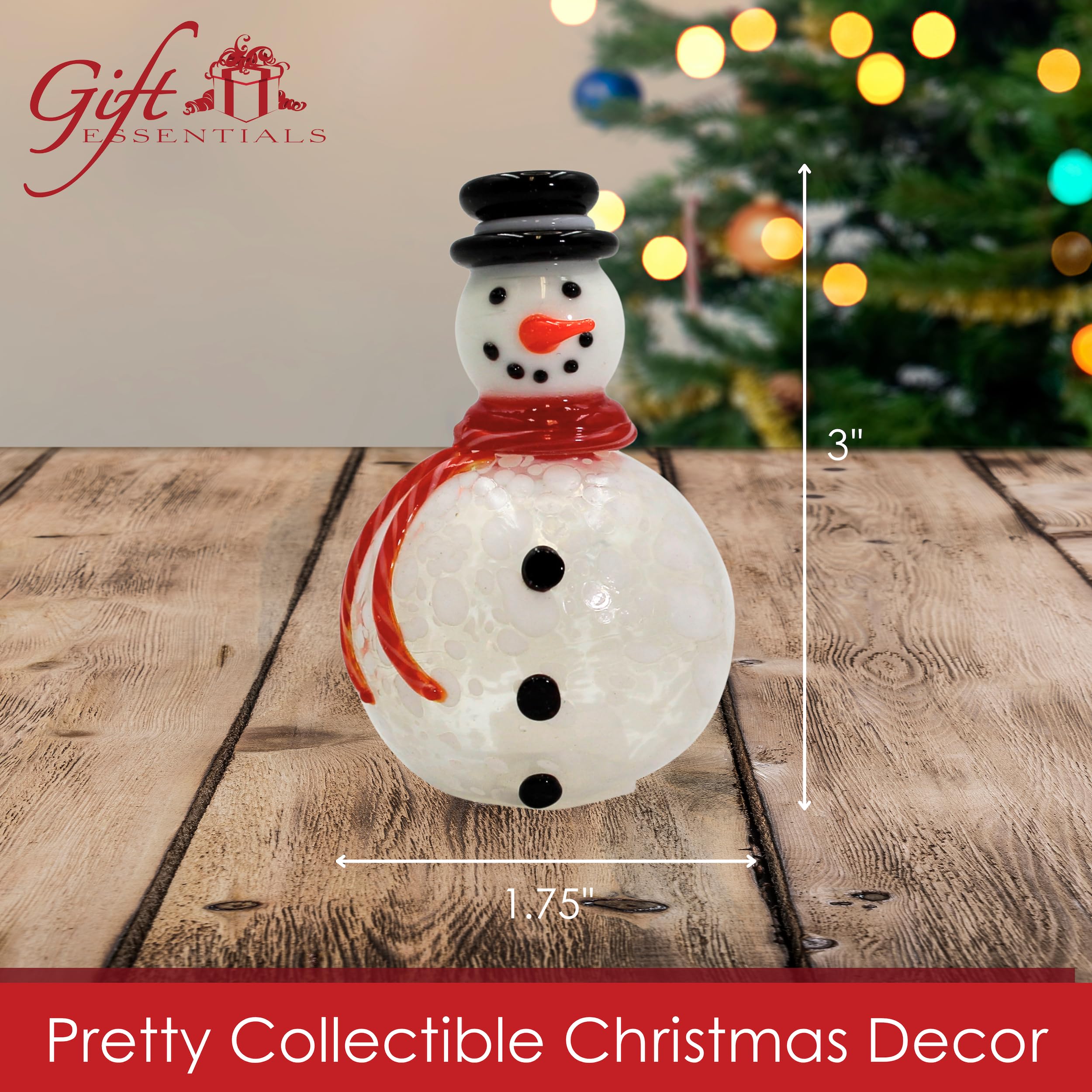 Gift Essentials Mini salero y pimentero de cristal soplado, salero y pimentero blanco de vidrio soplado a mano, salero y pimentero de Navidad coleccionable