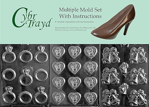 Miniatura 1 de Cybrtrayd Moldes de chocolate para bodas de 3 piezas, color blanco