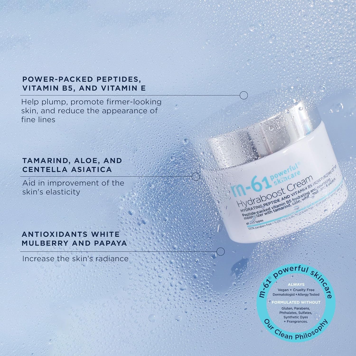 m-61 Hydraboost Cream | Ultra-Nourishing, Moisturizing Face Cream To Plump, Hydrate, And Repair. With Vitamin B5, Vitamin E, Hyaluronic Acid, and Peptides. For All Skin Types - 1.7 Fl Oz - Image 5