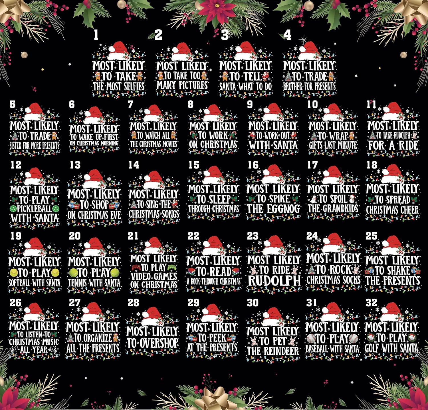 Most Likely to Christmas Shirts for Family, Funny Matching Christmas Pajamas, Custom Xmas T-Shirt, for Family Multiple Colors - Image 3