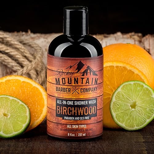 Miniatura 5 de Rocky Mountain Barber Company Birchwood - Jabón corporal todo en uno, champú, gel de baño, acondicionador, lavado facial y lavado de barba con