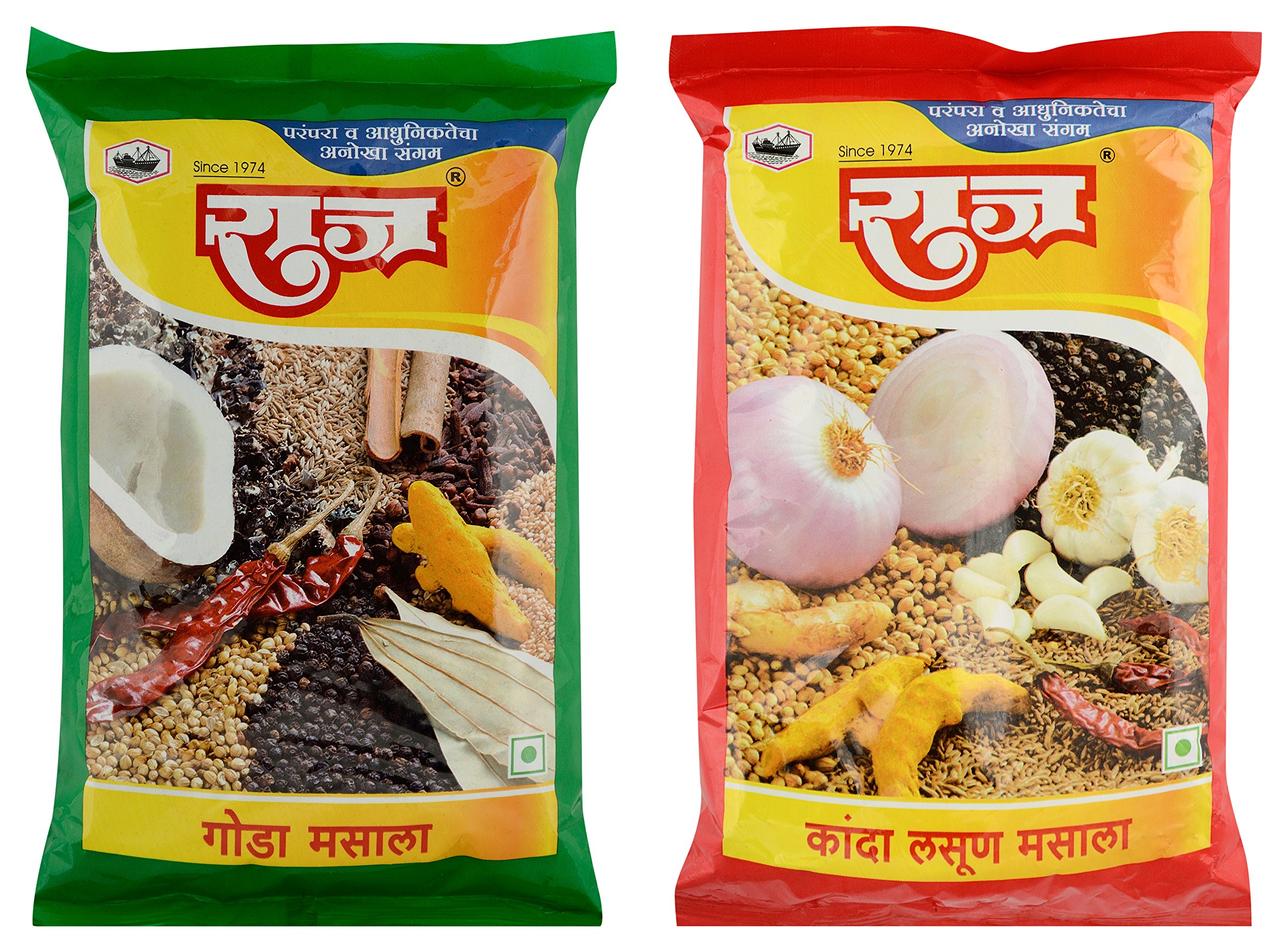 Raj Premium Kanda Lasun Masala and Maharashtrian Goda Masala, 1 kg (Combo of 2)