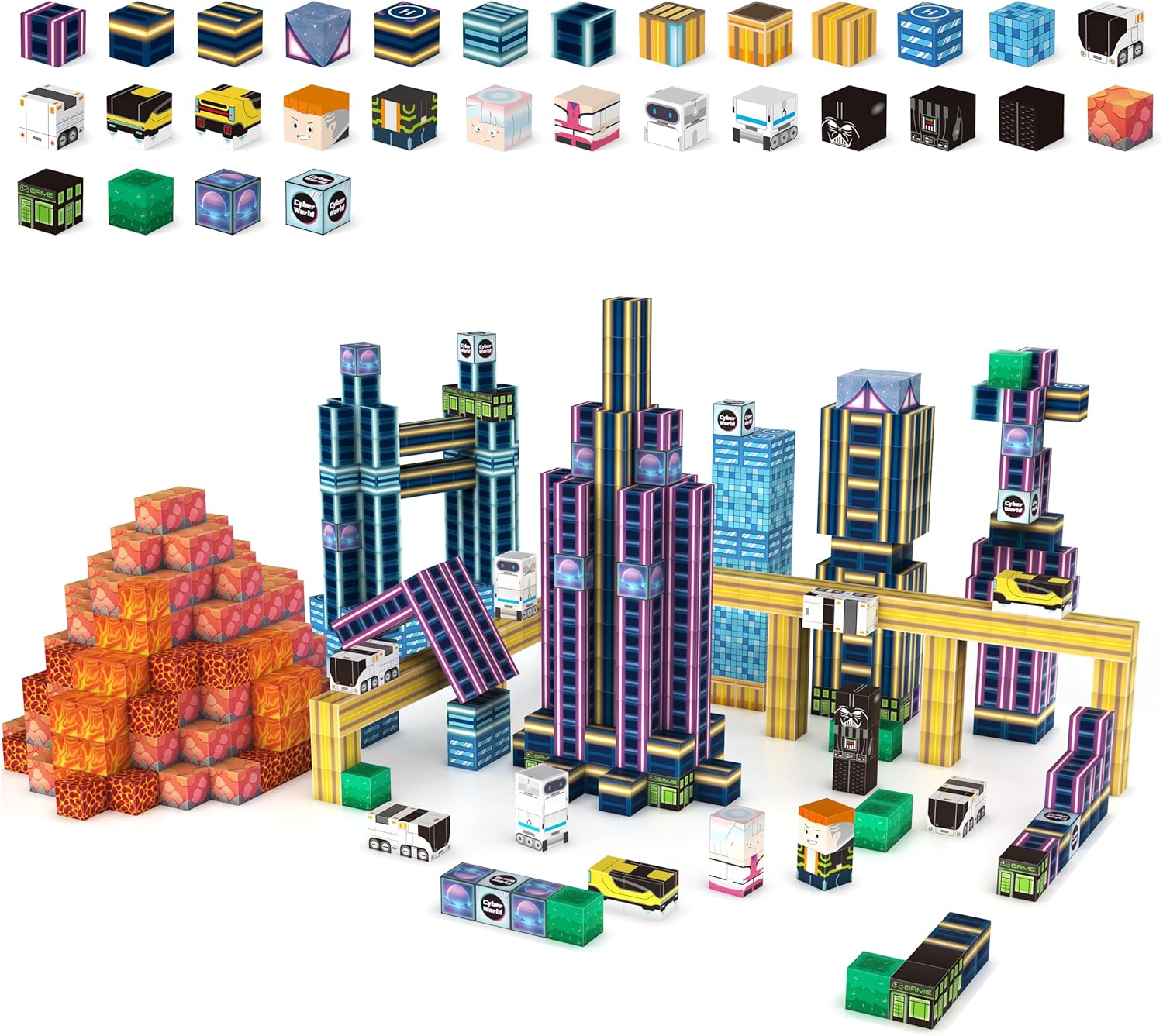 Magnetic Building Blocks for Kids Ages 3 4 5 6 7 8 9 10, 90 PCS Pixel Style Magnet Cubes, STEM Building Toy with Strong Magnetic, Creative Gift for Boys and Girls(0.8 Inch)