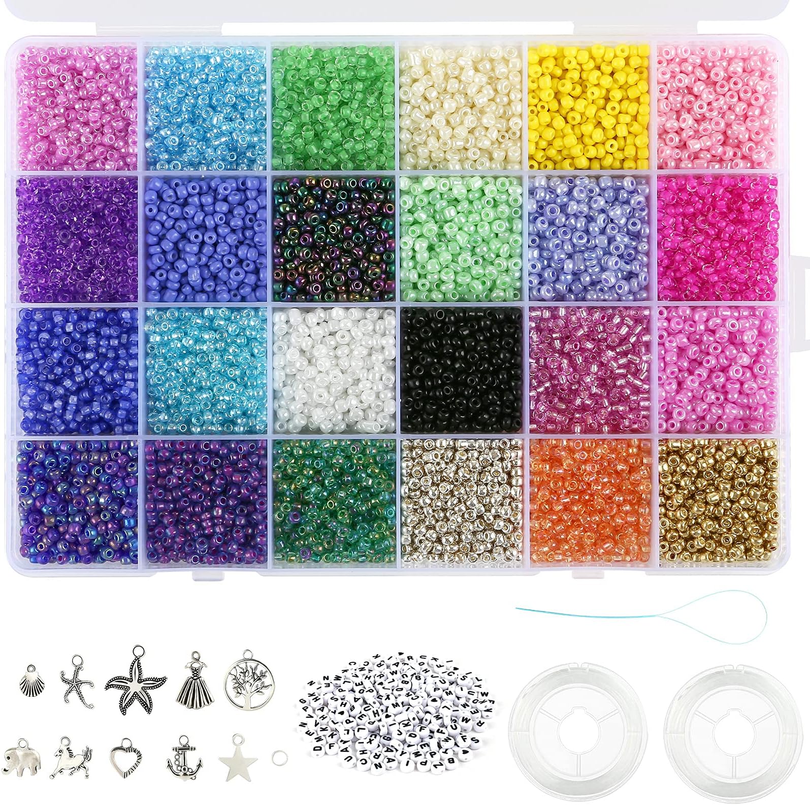 Glasperlen Set 6800 Teile – Mit Buchstabenperlen, 3 Mm, Bunt, Für Schmuck DIY Armbänder & Halsketten