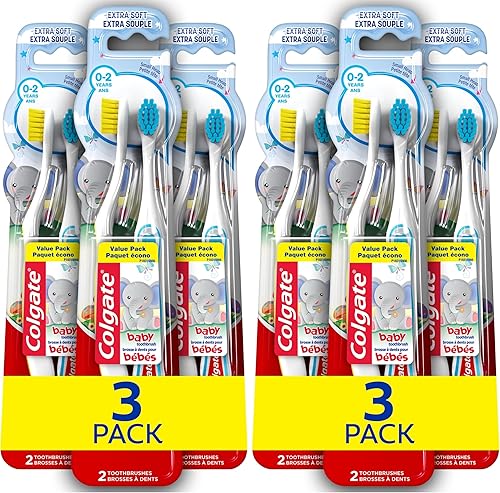 Miniatura 8 de Colgate Mi primer cepillo de dientes para bebé y niño pequeño, cepillo de dientes extra suave para entrenamiento infantil, edades 0-2, 6 unidades