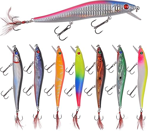 Kit de señuelos de pesca, juego de cebos duros, pececillos, cebos de baño, lápiz de pesca artificial, kit de cebo de pesca para lubina, trucha, Tipo