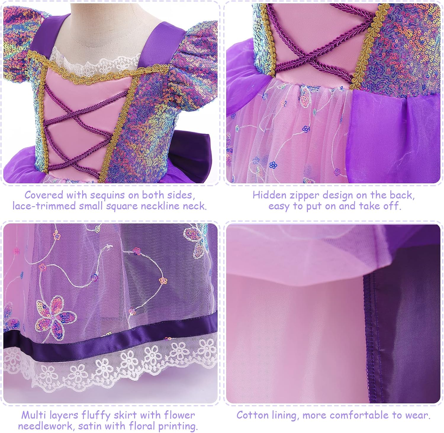 Miniatura 4 de VORLITS Disfraz de princesa de hadas con manga voladora para niñas disfraz de Halloween fiesta de Navidad