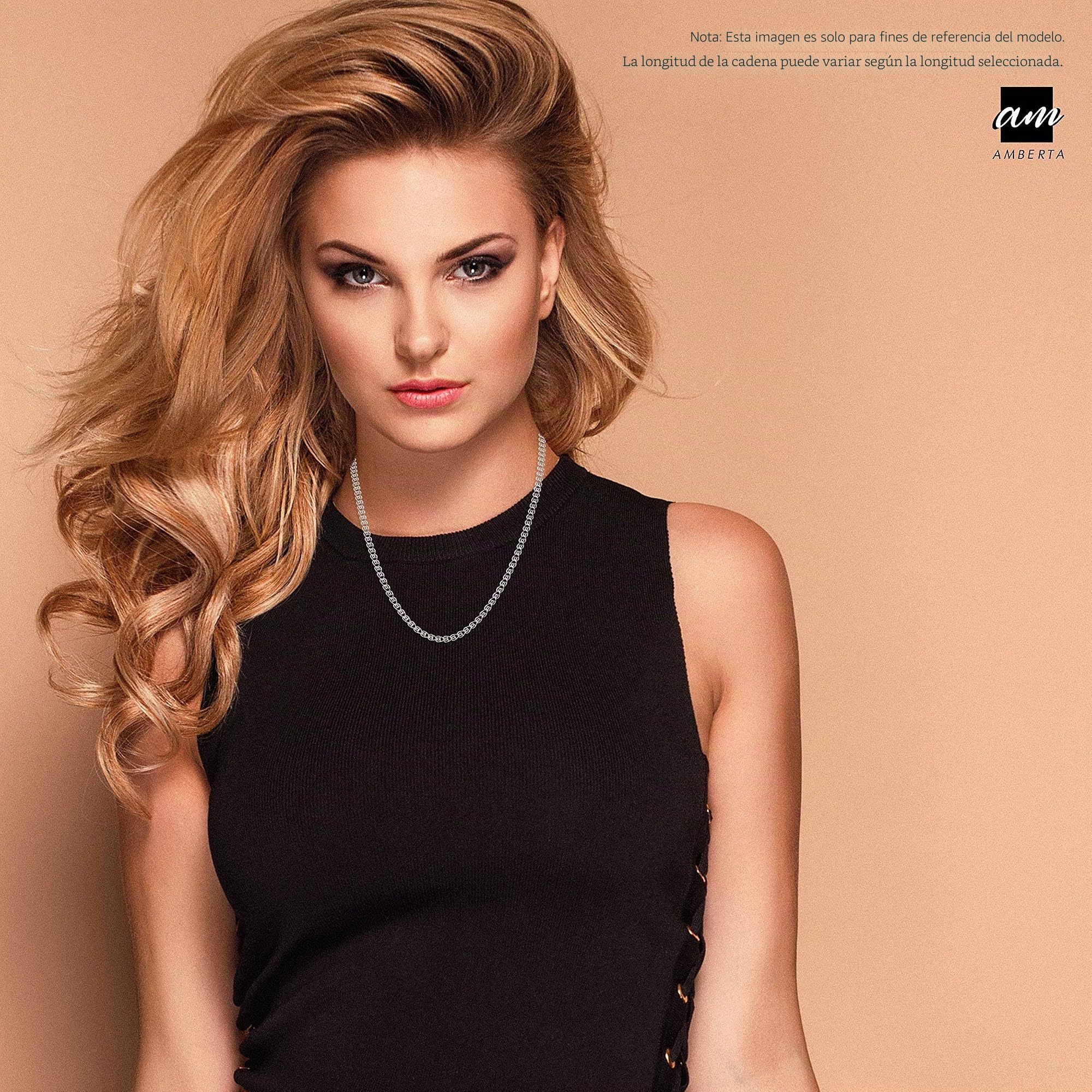Amberta Bijoux - Collar con Cadena de Plata 925/1000, Malla de corazón, Ancho 2,3 mm, Longitud 40, 45, 50, 55, 60 cm, 60 cm