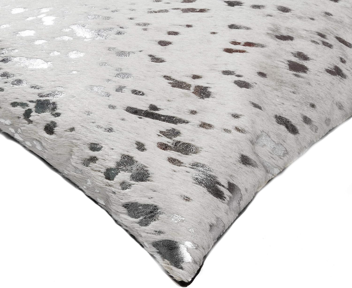 Natural Torino Cowhide Throw Pillows with Poly Insert | Scotland Accent Pillows Handcrafted from 100% Cow Hide, Silver & Grey, 12 in x 20 in
