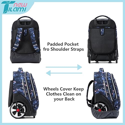 Miniatura 5 de Mochila con ruedas de 19 pulgadas para adolescentes, mochila con ruedas para computadora portátil, mochila para libros, bolsa de viaje