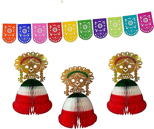 Centros de mesa de muñeca LELE para decoraciones de fiesta, paquete de 4, decoraciones de fiesta de muñeca de vestido de panal  decoraciones de