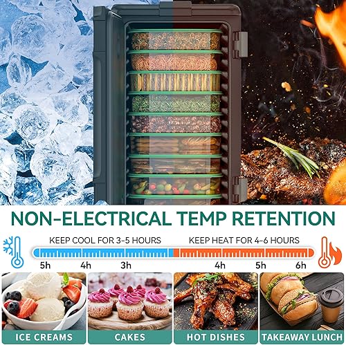 Miniatura 3 de YITAHOME Transportador de alimentos aislado, caja caliente LLDPE de 127 cuartos de galón para catering con sartén de acero inoxidable, calentador de