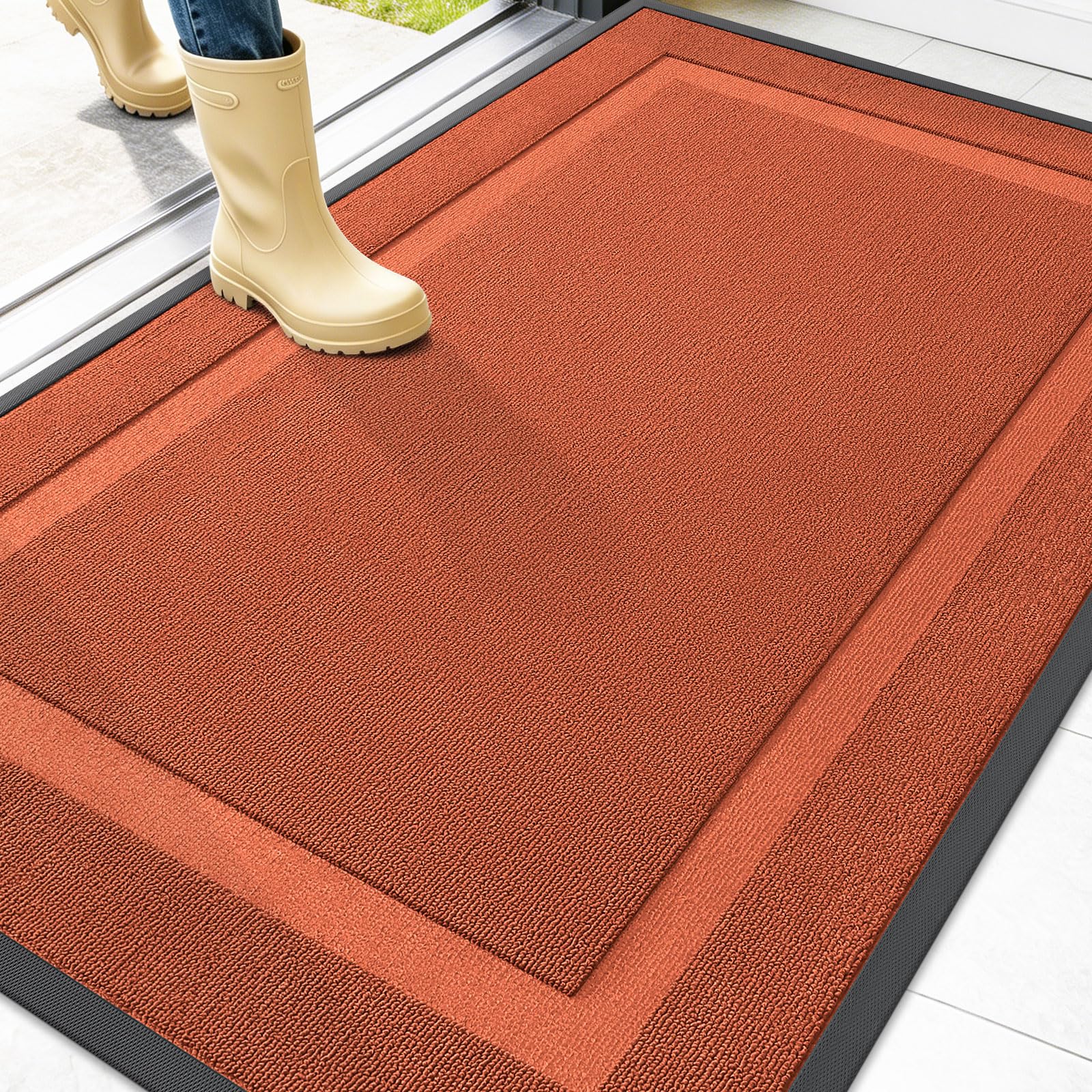 OLANLY Front Door Mat Outside 47x32, All-Season Heavy-Duty Rubber Doormat
