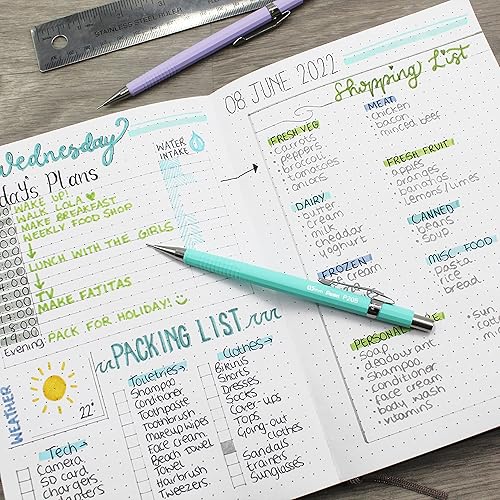 Miniatura 2 de Pentel P205-97G - Lápiz mecánico automático, gama floral pastel, Mimosa (amarillo pastel), individual + 12 cables de repuesto HB de 0.020 in