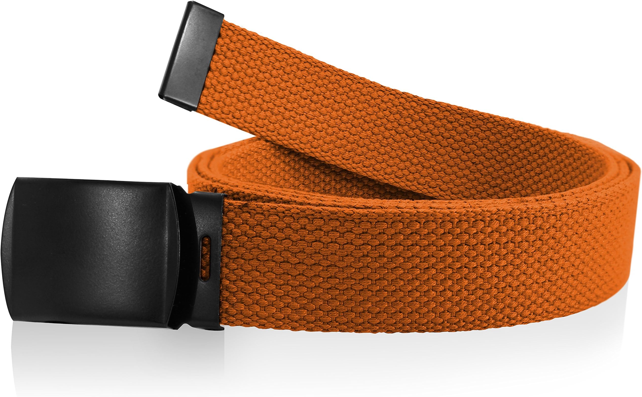 Nice Shades Black One Size Canvas Military Web Belt With Black Slider Buckle. Many Colors Available 56". Orange