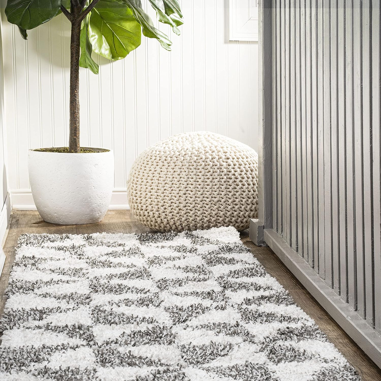 JONATHAN Y Geometric Shag Beige/Dark Gray Indoor Area Rug 3X5 ft, Alcudia for Living Room, Bedroom, Kitchen, Office, Easy-Cleaning, High Traffic, Pet-Friendly, Non-Shedding SHG100A-3