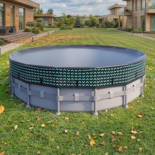 POOLHACKER 21 FT Round Pool Cover 420D Swimming Pool Cover for Above Ground Pools, Solar Pool Cover with Steel Cable & Pulley Tightening, Windproof and UV Resistant
