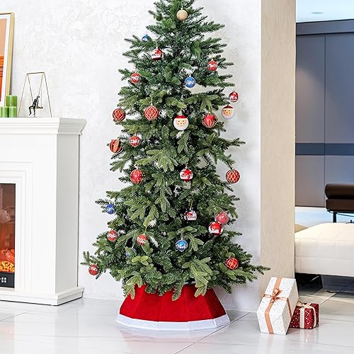 Miniatura 70 de Blissun Collar de árbol de Navidad, falda de árbol de Navidad con lentejuelas, anillo plegable para árbol de Navidad, cubierta de base