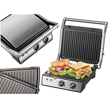 XXL Contact Grill Removable Plates 30 Minute Timer Panini Toaster Sandwich Toaster Electric Table Grill Contact Grill for Sandwiches Steak and Panini Grill Electric Grill