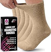 Vista 13 de Debra Weitzner Diabetic Socks For Men and Women Loose Fit Non-Binding Cotton Crew Socks 6 Pairs