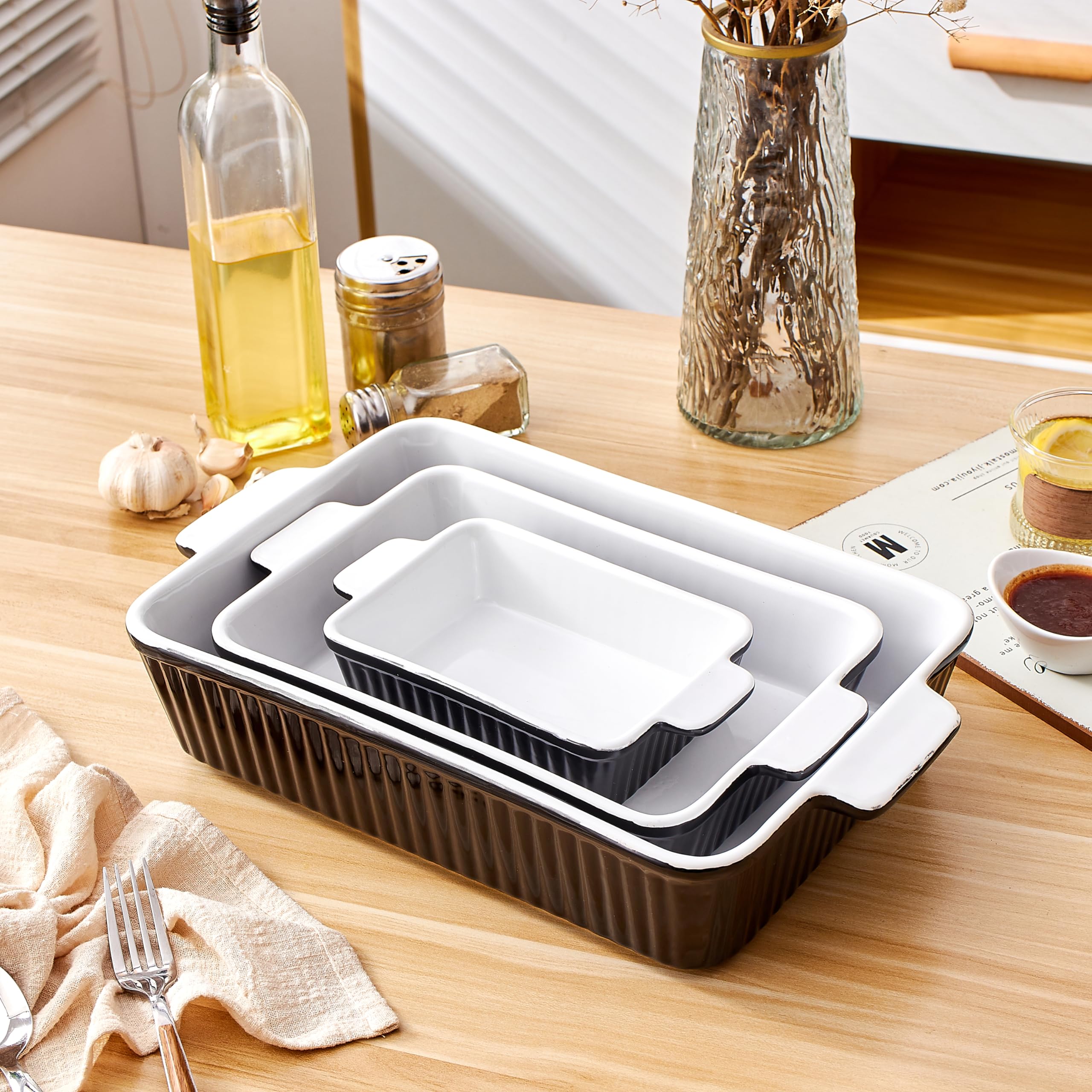 13x9 Baking Dishes Swuut 3-Piece Porcelain Set - 13x9 Inch