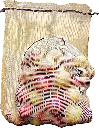 ShoplineON Bolsas reutilizables de almacenamiento de verduras de 30 libras Sacos de malla resistentes para comestibles con capacidad para hasta 30