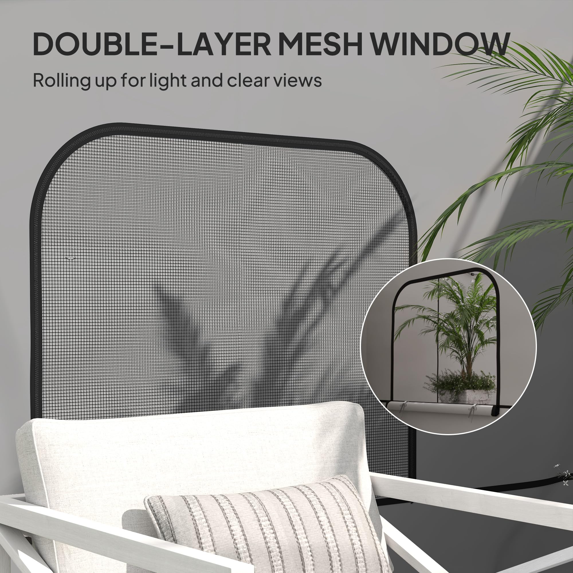 Panneau Latéral Pour Tonnelle Outsunny - Pour Tonnelles Pop-up 3x3m, Avec 4 Sacs En Maille Et 2 Poches - Gris - 5