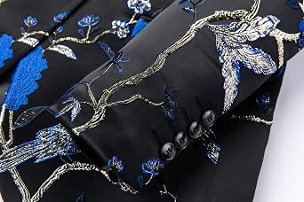 MOGU Mens Metallic Jacquard Blazer Slim Fit Elegant Tuxedo Suit Jacket for Daily Prom Party