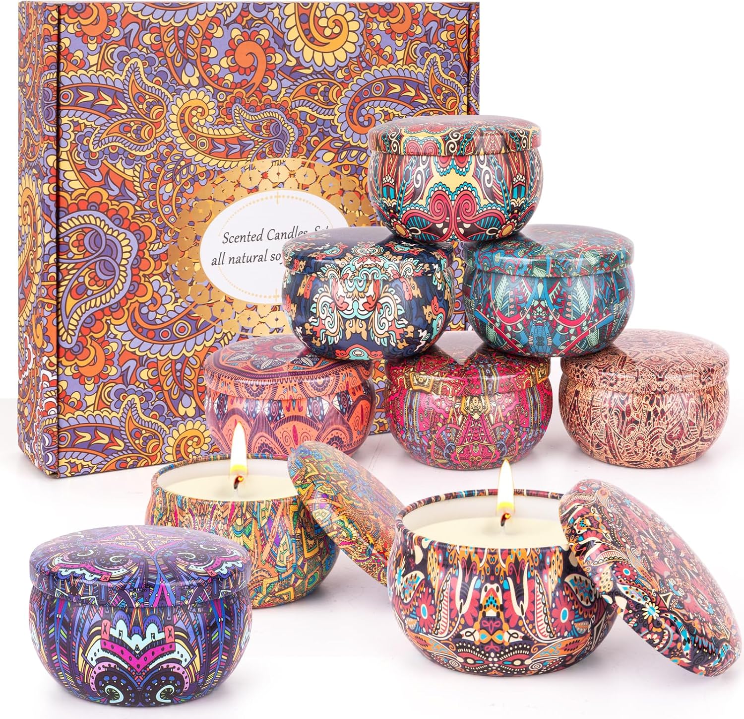 Candles Gifts for Women – 9 Soy Wax Candles with Lavender & Vanilla, Birthday/Mother’s Day Spa- Scented Candles for Her, Him & Mom (Stress Relief & Sleep Support)