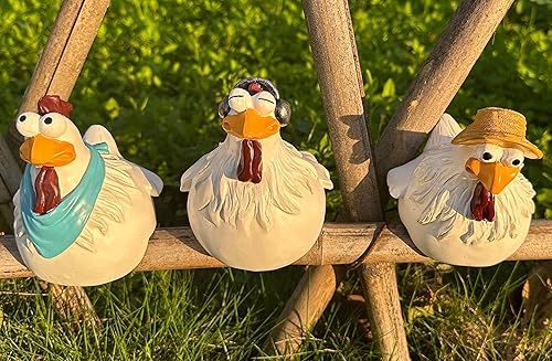 Miniatura 3 de Estatuas divertidas de pollos de granja de Euiroet, decoración de cerca de pollos, decoraciones lindas de pollos de resina, estatua de animal real