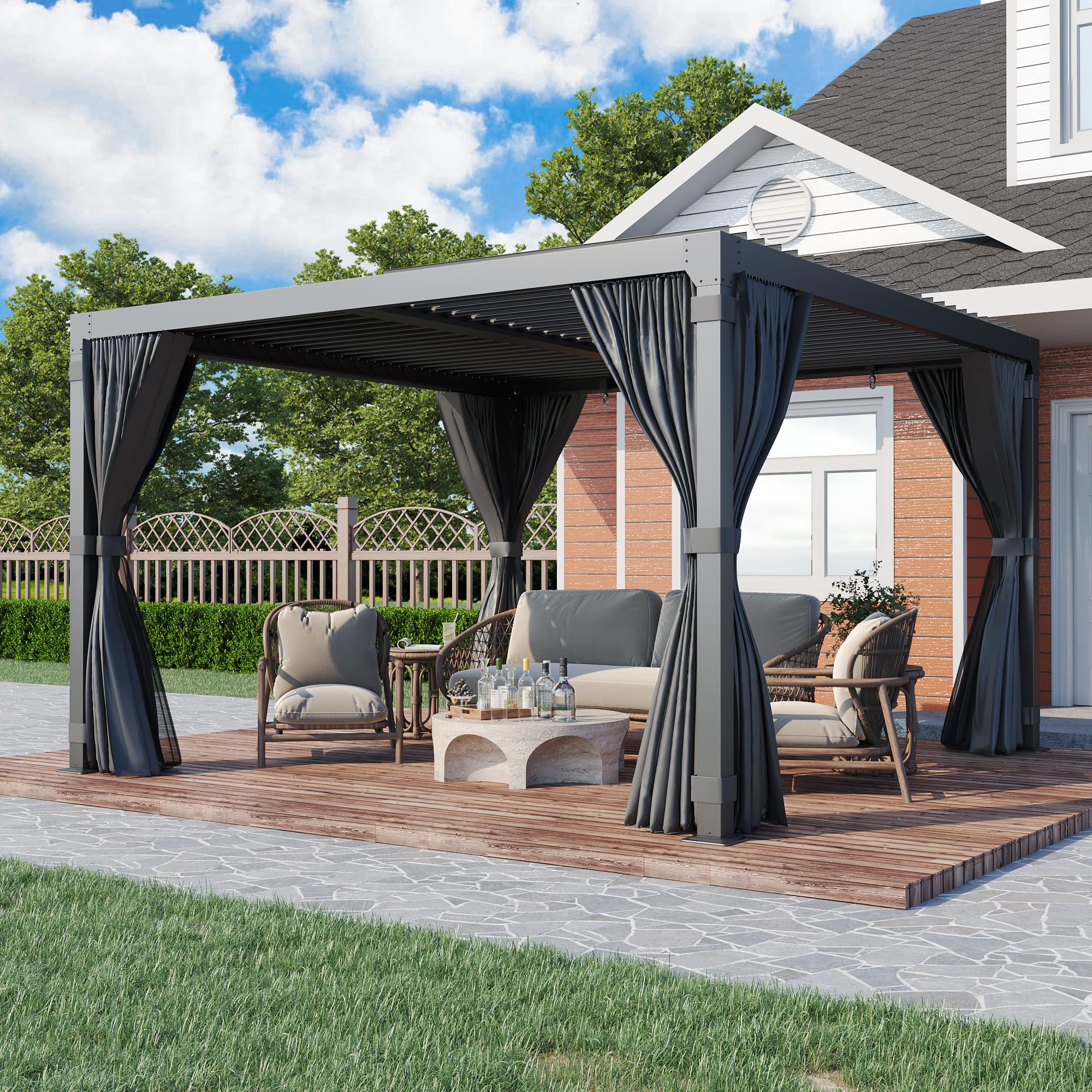 Amazon.com: EROMMY Louvered Pergola 10' x 10' Outdoor Hard Top