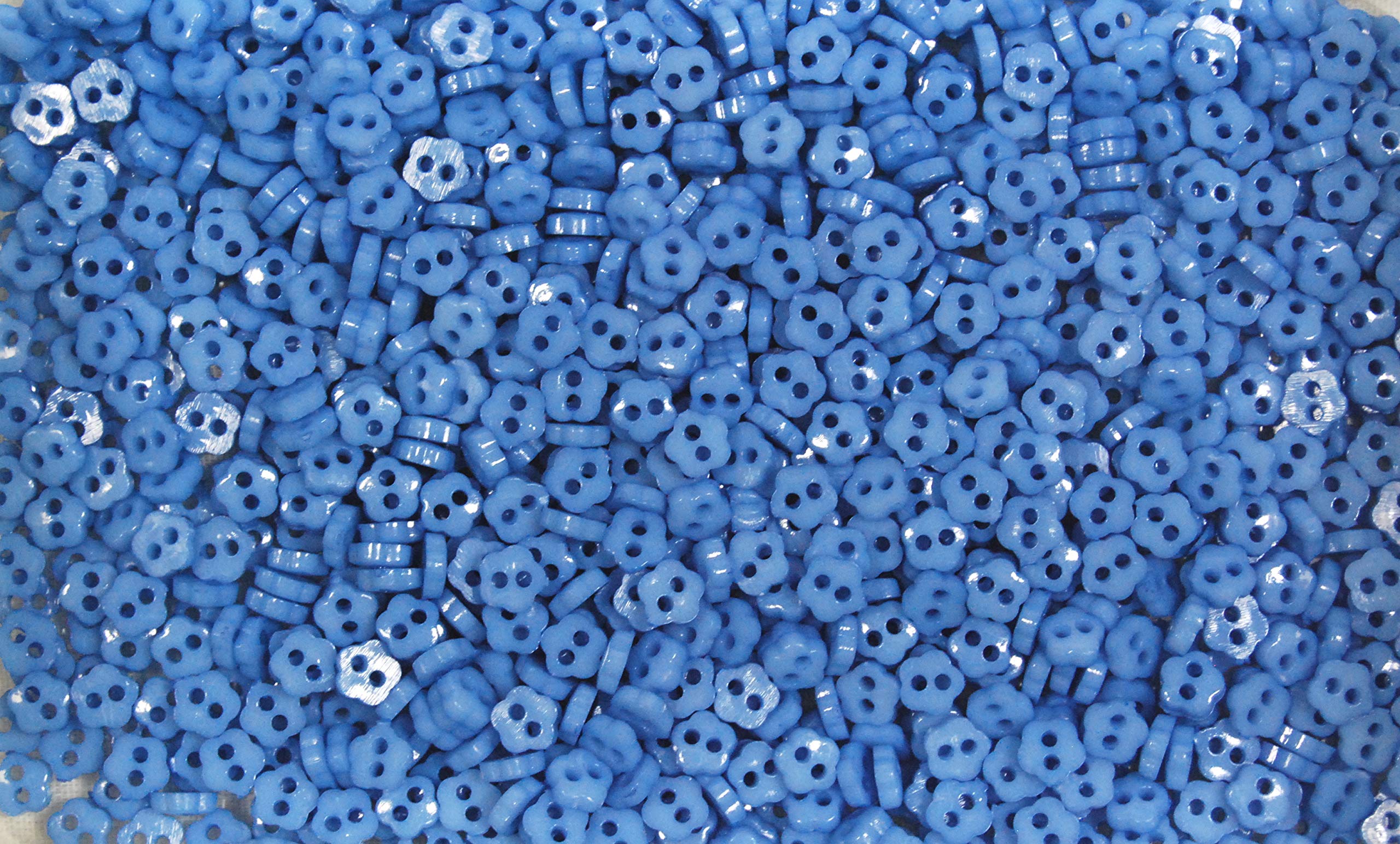celloexpress 6mm Mini Doll Buttons for Dolls & Soft Toys Clothes - Assorted Colours & Designs (Pack of 1000, 6mm, Flowers - Blue)