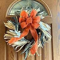 Vista 22 de Arco de corona de arpillera negra con alambre, 10 pulgadas de ancho, colas largas de 18 pulgadas, cinta de Navidad, decoración de puerta delantera