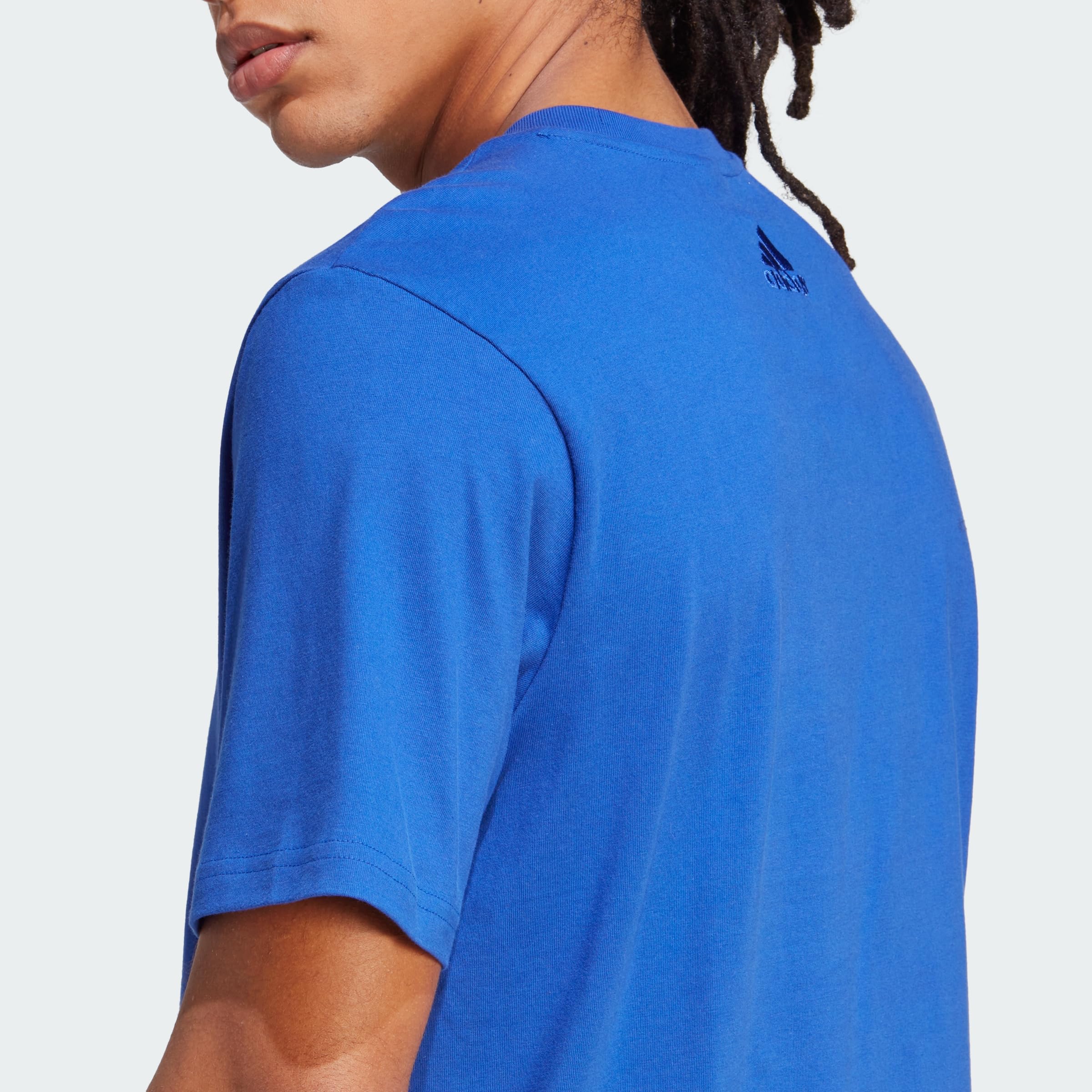 adidas Essentials Single Jersey Big Logo T-Shirt, Semi Lucid Blue, L Uomo